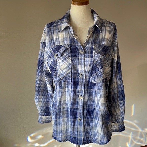 ASHLEY by 26 International women’s Plaid button down SHACKET / shirt relaxed SM - Picture 2 of 15